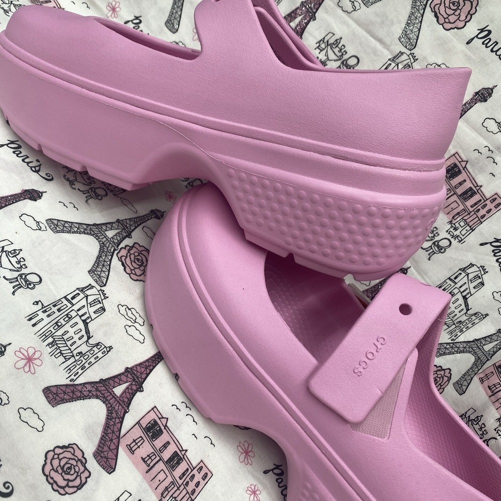 CROCS STOMP MARY JANE SANDAL 209939-6XS PINK TWEED US M9/W11 Brand New No Bag - Picture 5 of 7